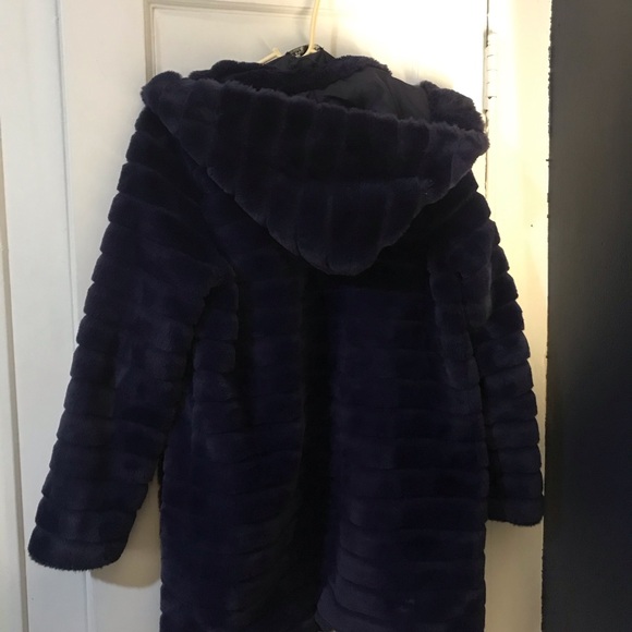 Rachel Zoe, longish royal blue Teddy jacket with hood - Picture 5 of 5